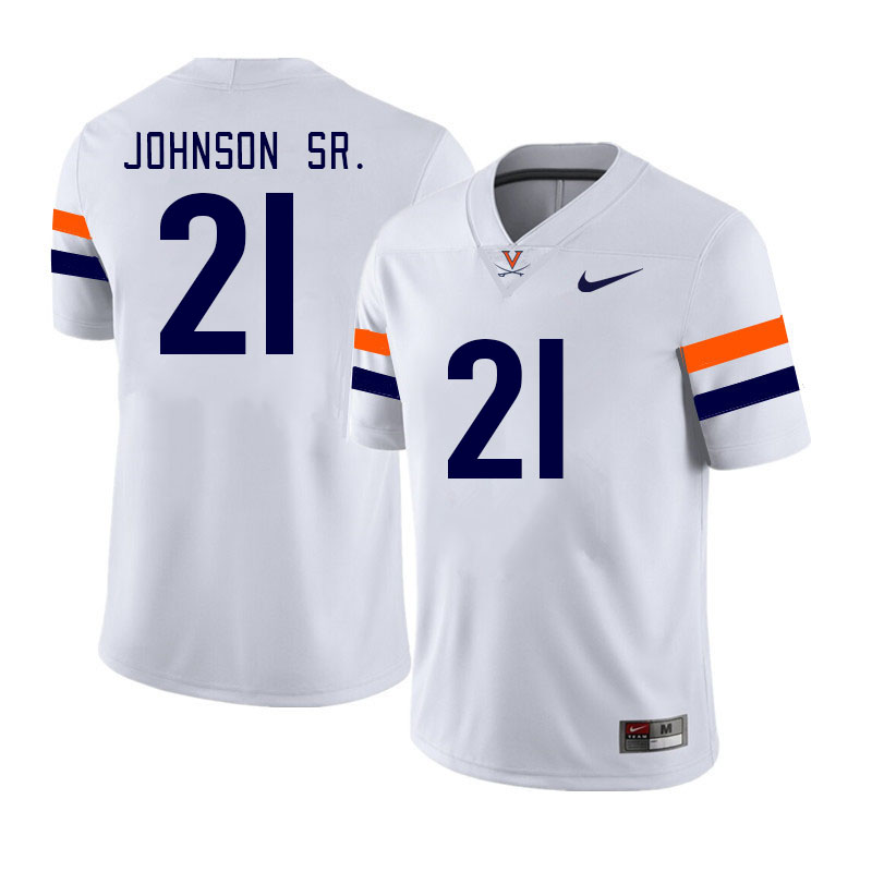 Men #21 Donovan Johnson Sr. Virginia Cavaliers College Football Jerseys Stitched Sale-White - Click Image to Close